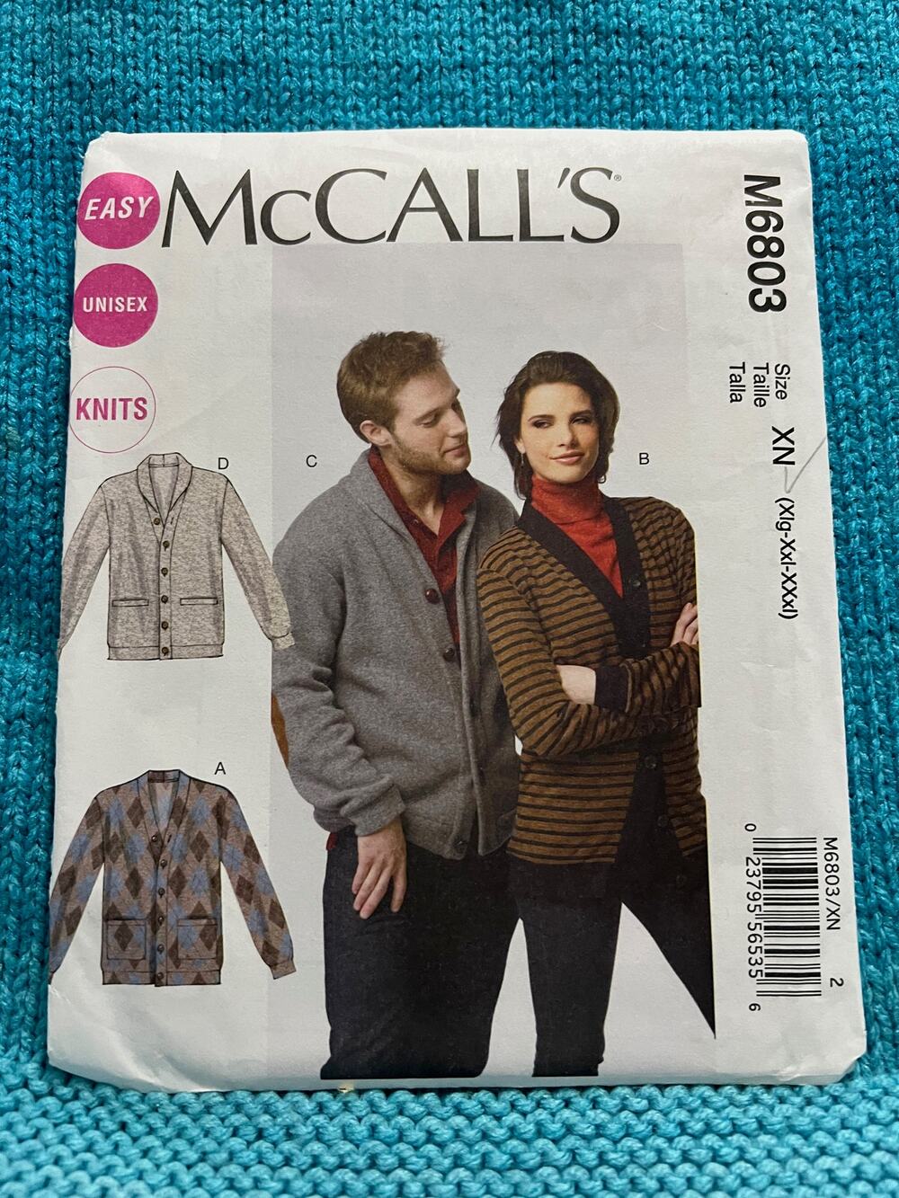 McCalls 6803 Sewing pattern Cardigan V neck size XL XXL XXXL
